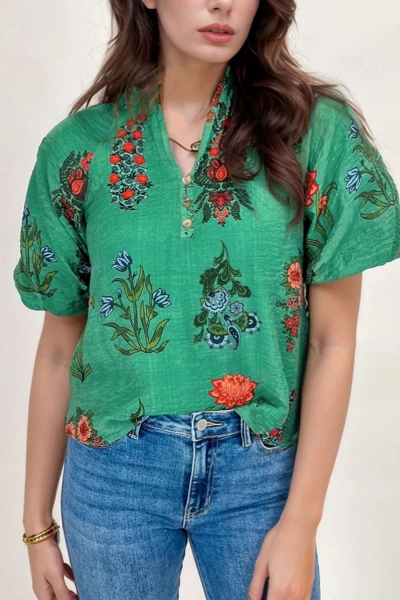 Tundra Frill Blouse - Brick + Boho