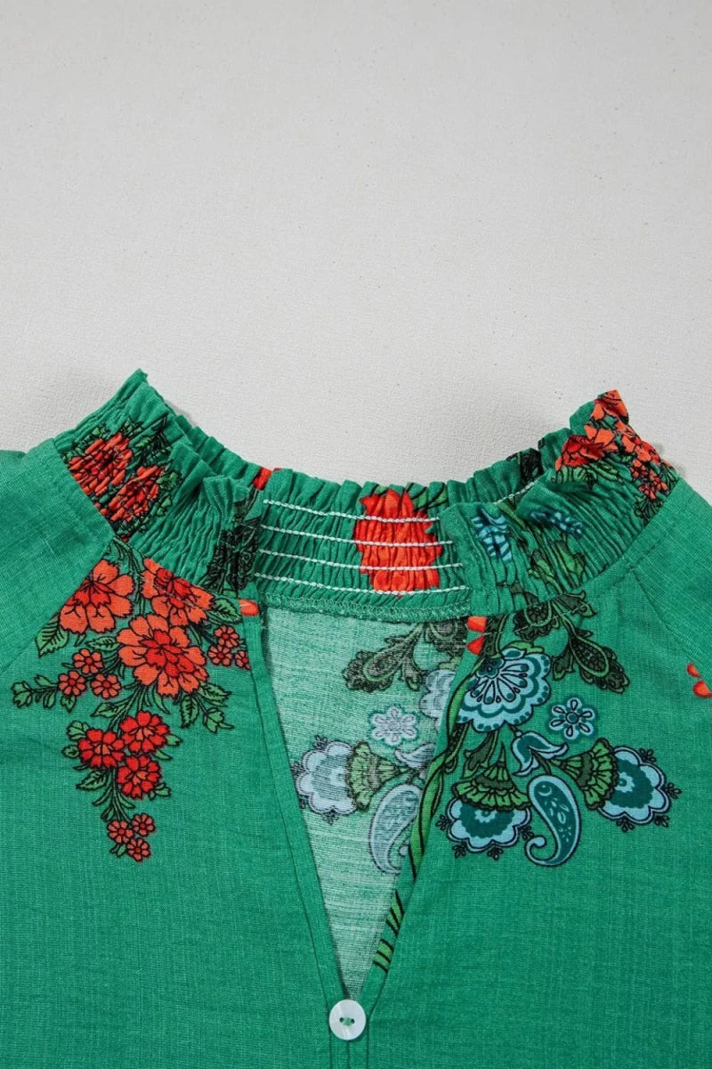 Tundra Frill Blouse - Brick + Boho