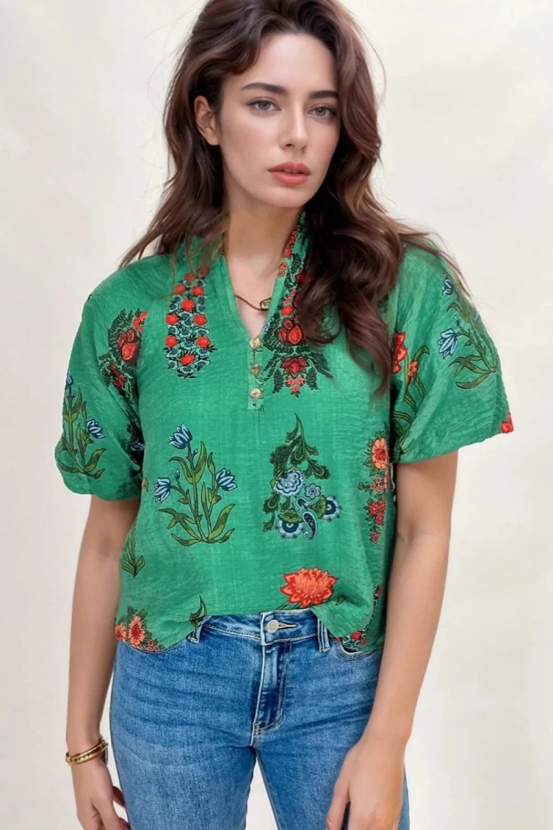 Tundra Frill Blouse - Brick + Boho