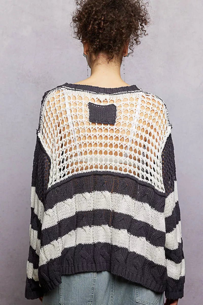 Twisted Weave Color Block Knit - Brick + Boho