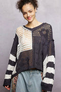 Twisted Weave Color Block Knit - Brick + Boho