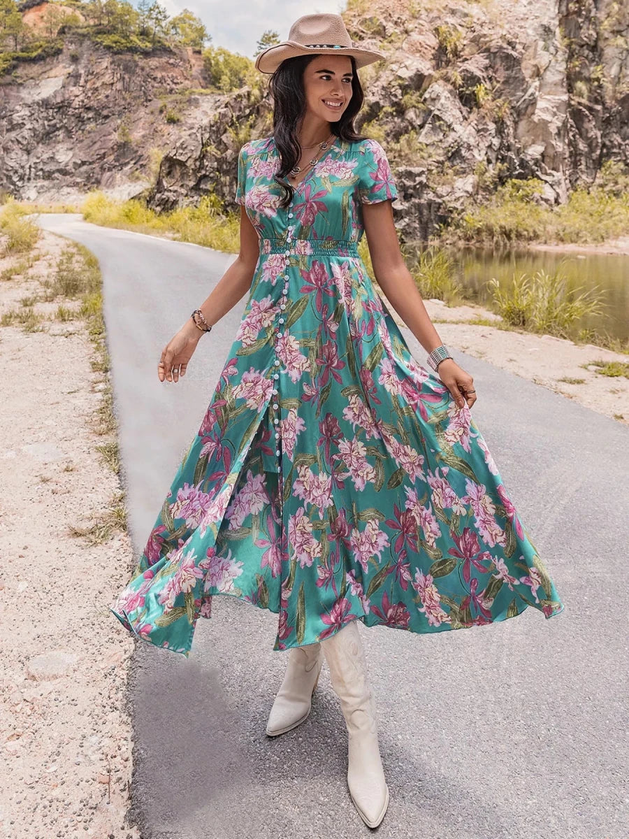Vaulted Earthbound Midi Dress - Brick + Boho