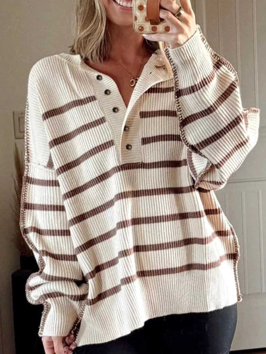 Vista Escape Striped Sweater - Brick + Boho