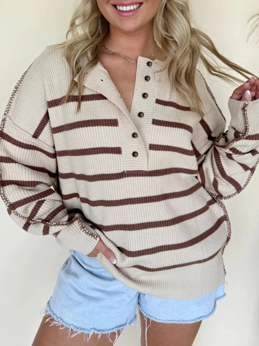 Vista Escape Striped Sweater - Brick + Boho