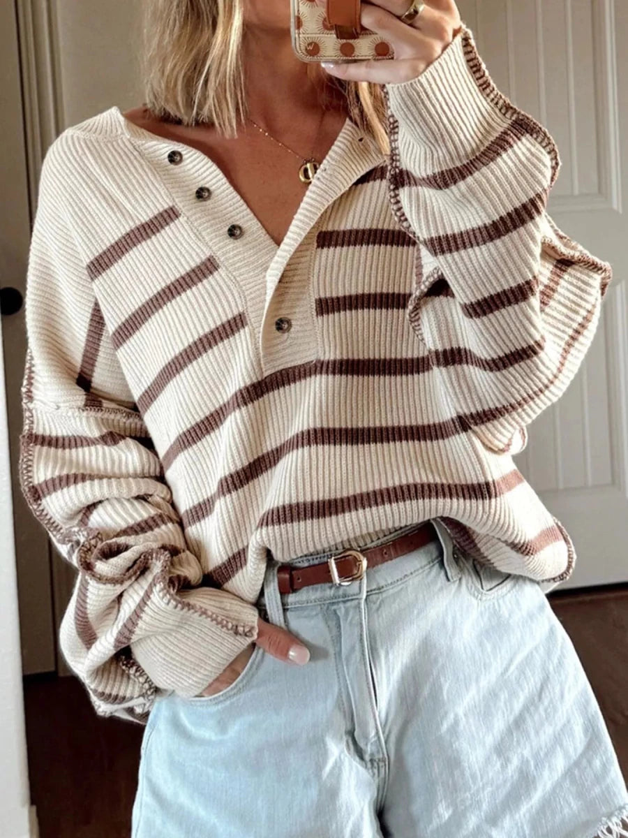 Vista Escape Striped Sweater - Brick + Boho
