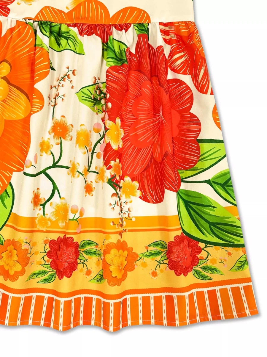 Vivid Bloom V - Neck Maxi - Brick + Boho