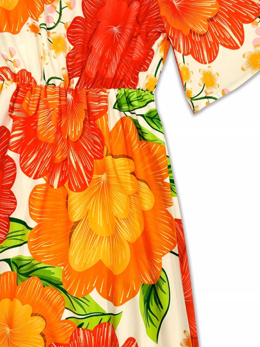 Vivid Bloom V - Neck Maxi - Brick + Boho