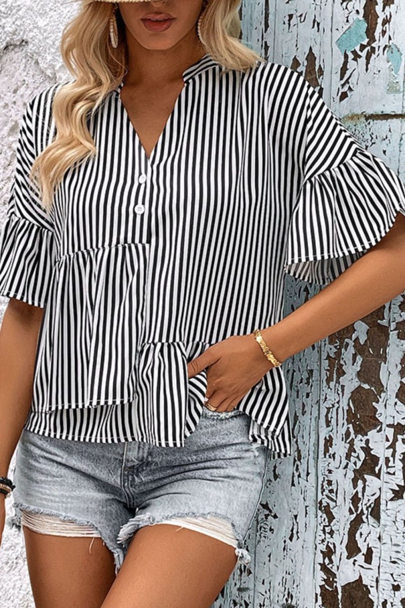 Vivid Striped Flounce - Brick + Boho