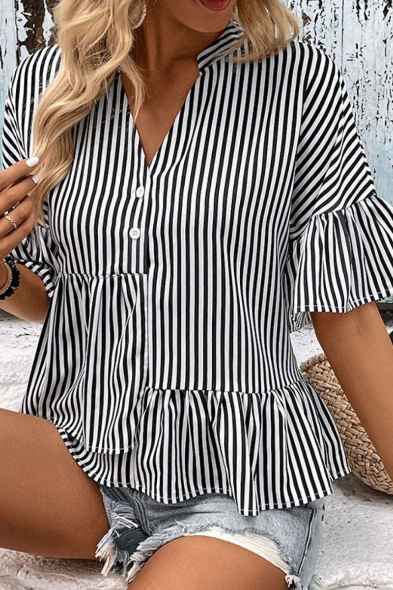 Vivid Striped Flounce - Brick + Boho