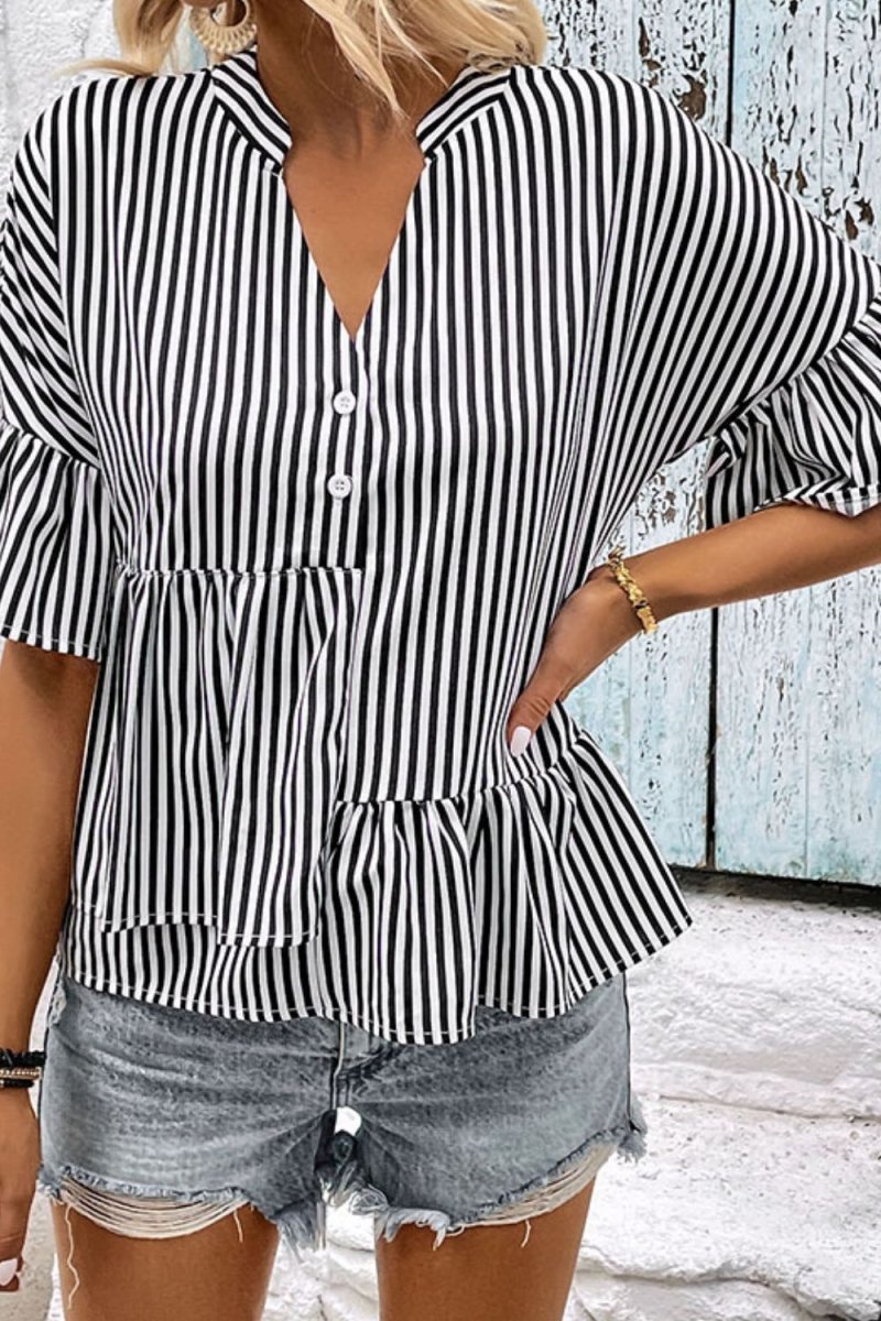 Vivid Striped Flounce - Brick + Boho