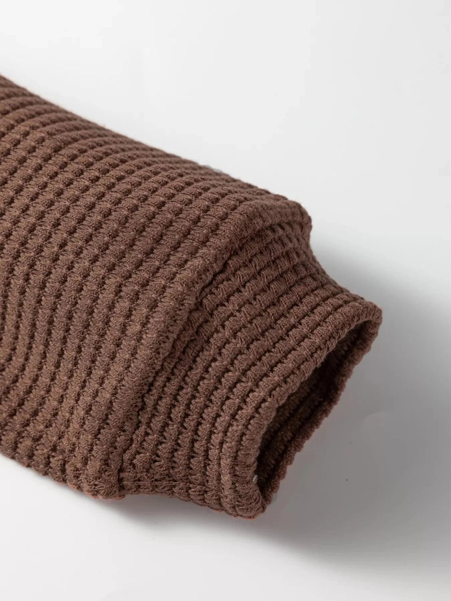 Waffle Vibes Hooded Pullover - Brick + Boho