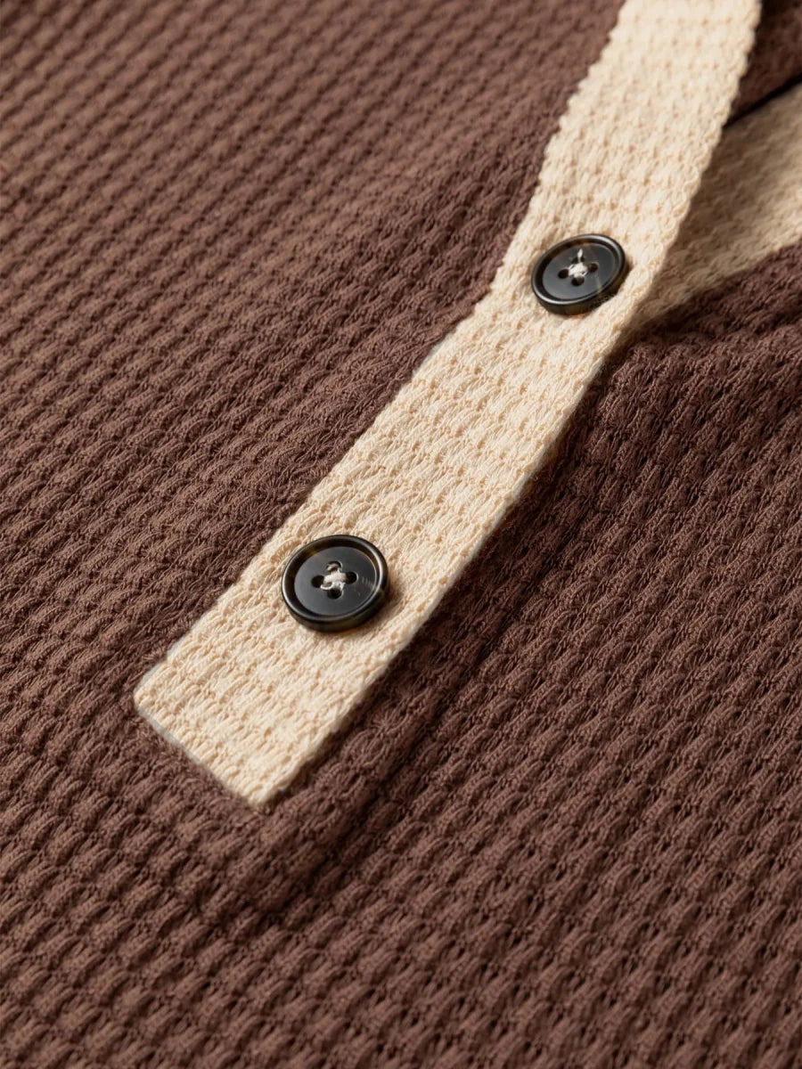 Waffle Vibes Hooded Pullover - Brick + Boho