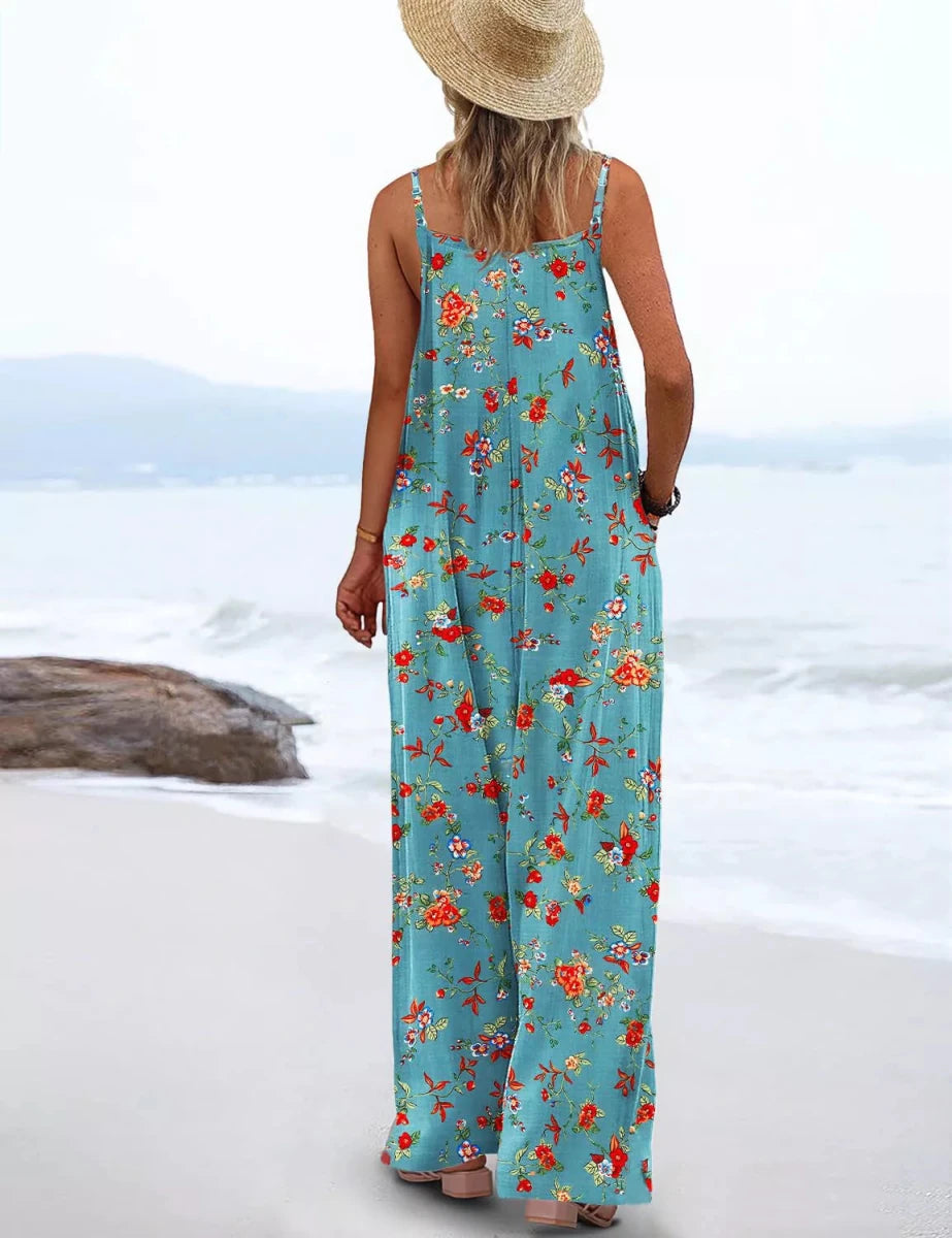 Wandering Blooms Wide - Leg Jumpsuit - Brick + Boho