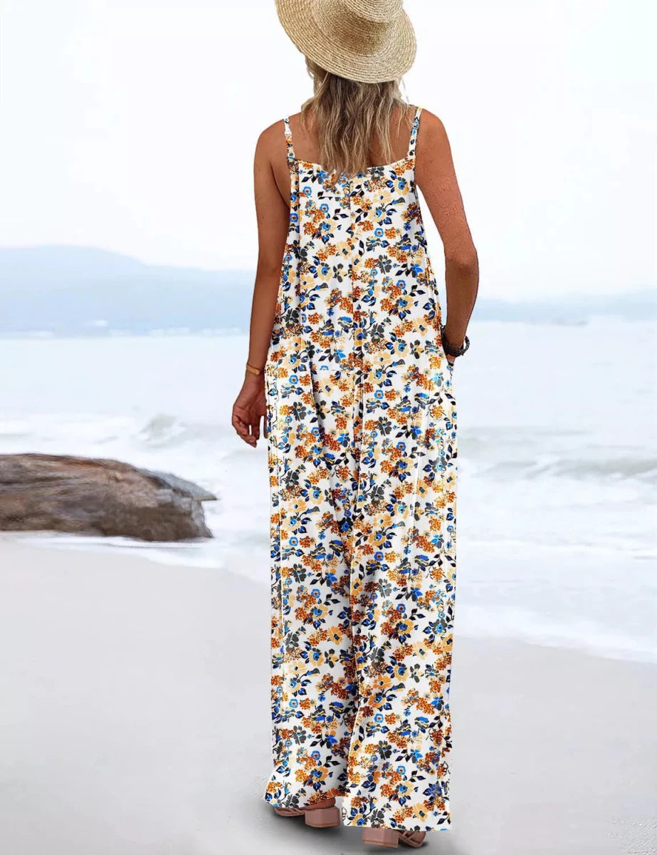 Wandering Blooms Wide - Leg Jumpsuit - Brick + Boho