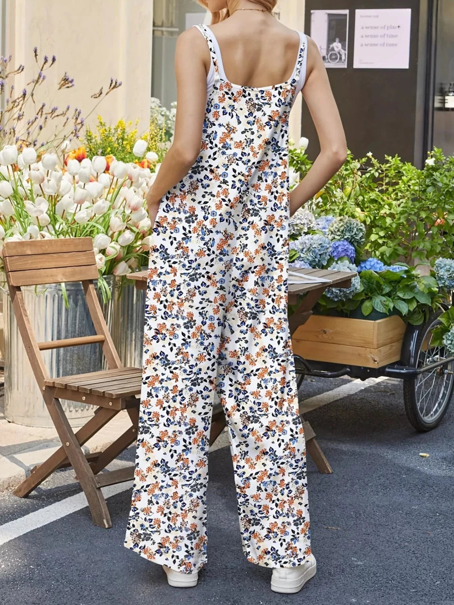 Wandering Blooms Wide - Leg Jumpsuit - Brick + Boho