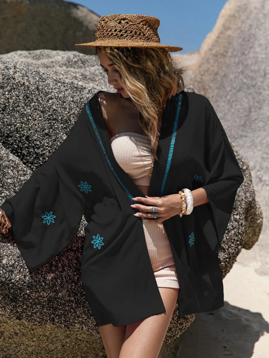 Wandering Soul Embroidered Kimono - Brick + Boho