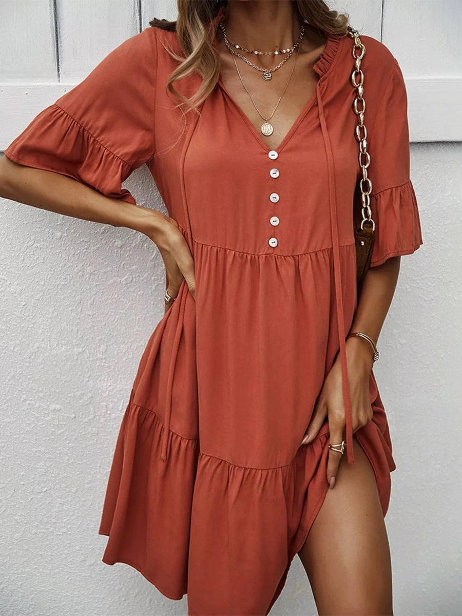 Woodstock Ruffle Button Tiered Mini - Brick + Boho