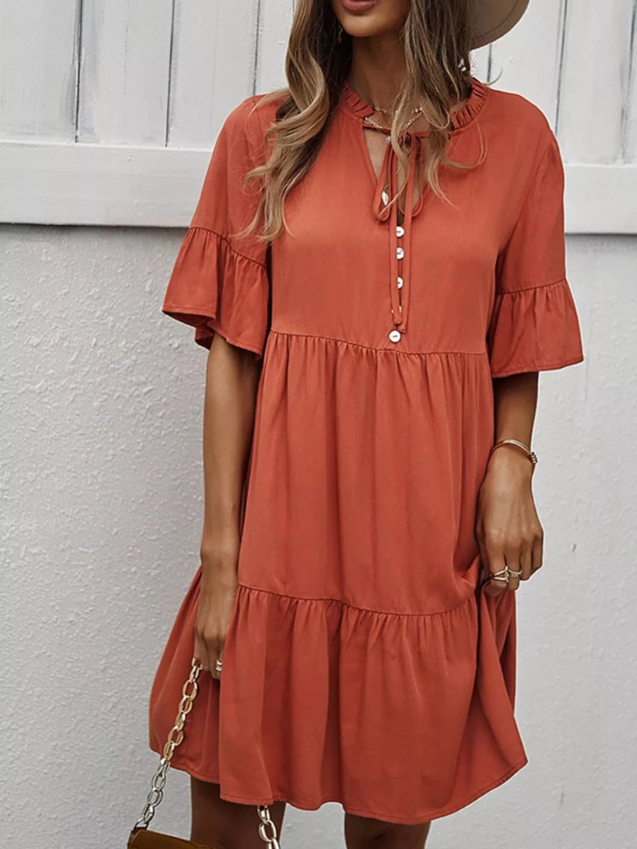 Woodstock Ruffle Button Tiered Mini - Brick + Boho