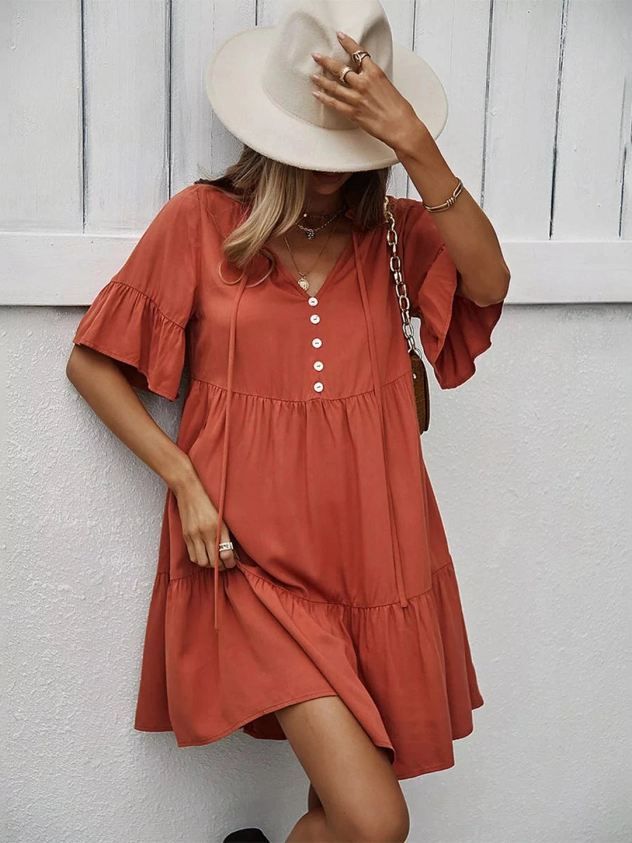 Woodstock Ruffle Button Tiered Mini - Brick + Boho
