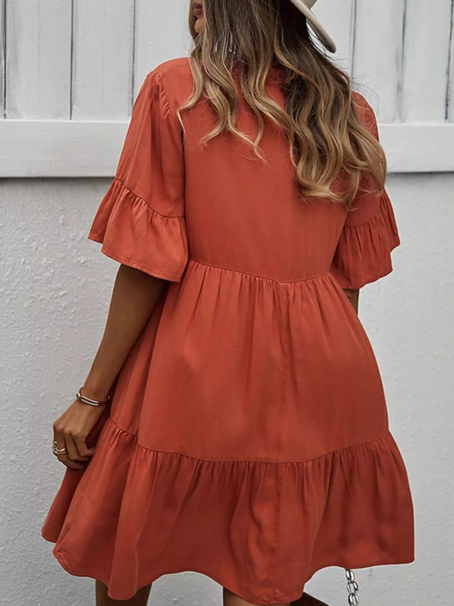 Woodstock Ruffle Button Tiered Mini - Brick + Boho