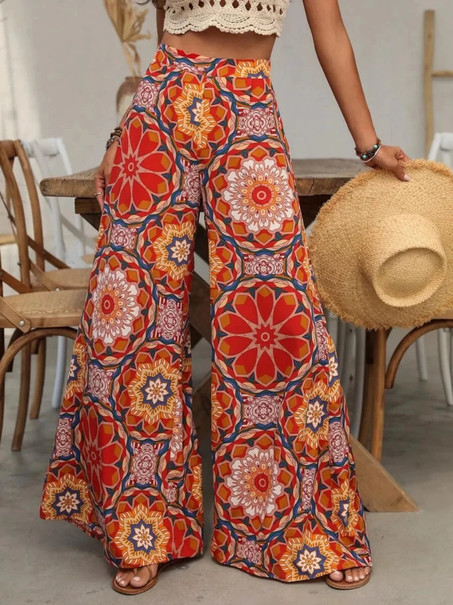 Woodstock Wide Leg Pants - Brick + Boho