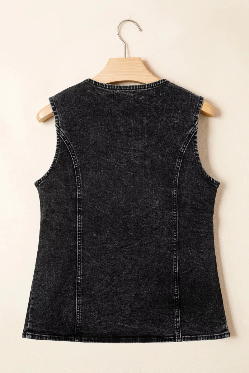 Worn Earth Denim Vest - Brick + Boho