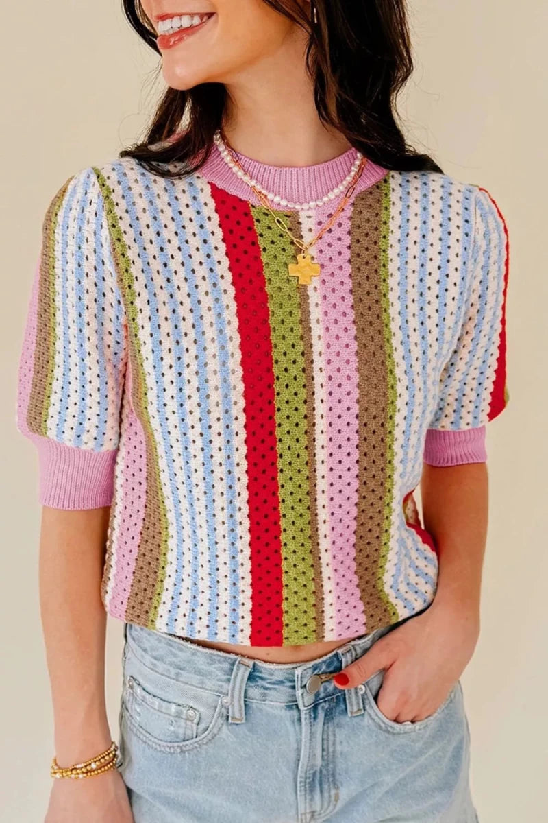 Zenith Colorblock Sweater - Brick + Boho