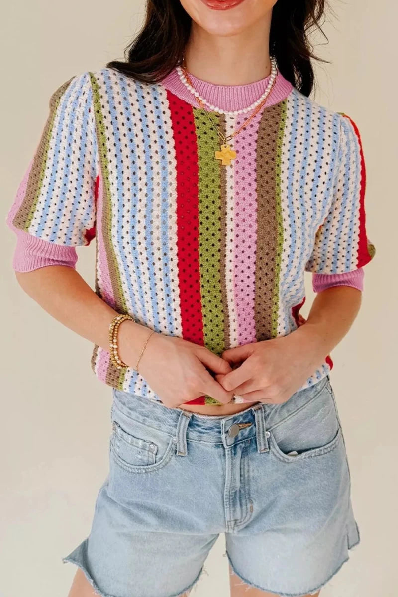 Zenith Colorblock Sweater - Brick + Boho